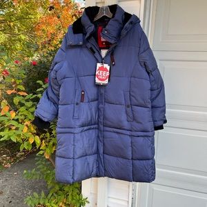 NWT Canada Weather Gear Blue 2-in-1 Length Waterproof Opt Hooded Puffer Parka